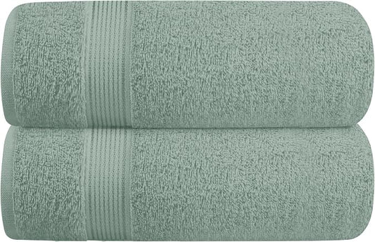Belizzi Home Cotton 2 Pack Oversized Bath Towel Set 28x55 inches, Large Bath Towels, Ultra Absorbant Compact Quickdry & Lightweight Towel, Ideal for Gym Travel Camp Pool - Jade