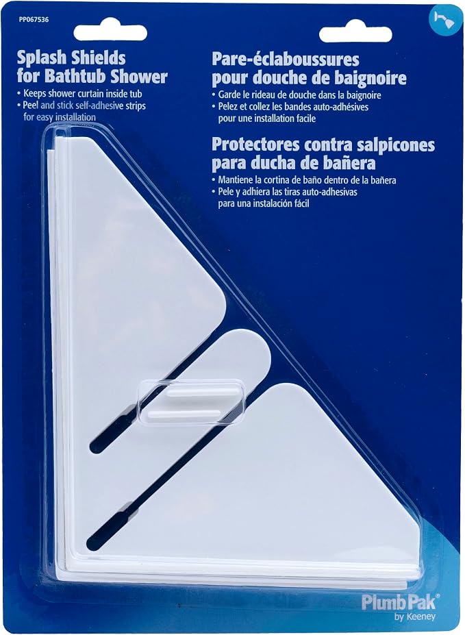 Plumb Pak PP067536 Plastic Bathtub and Shower Splash Shield Kit, White (2-Pack)