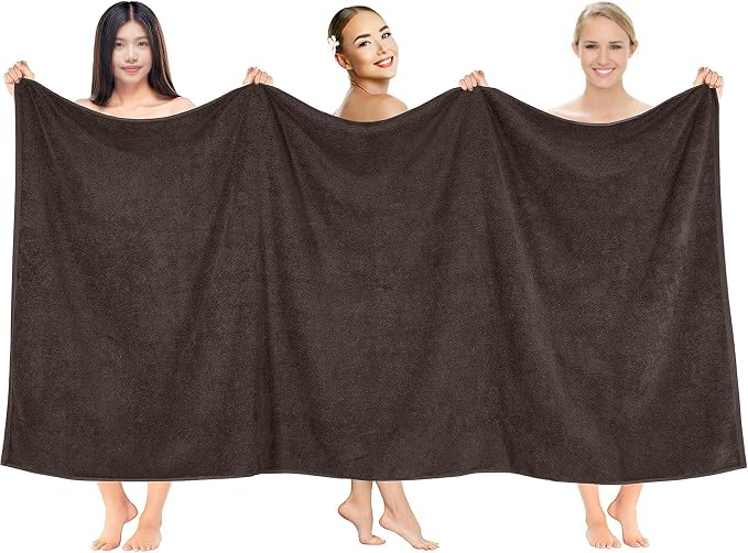 RIVERSIDE Pack of 1 Jumbo Bath Sheet 40 x 80 Inches - Extra Large Bath Towel, Super Soft & Highly Absorbent, 100% Cotton Quick Dry, Perfect to Wrap Yourself in - Brown