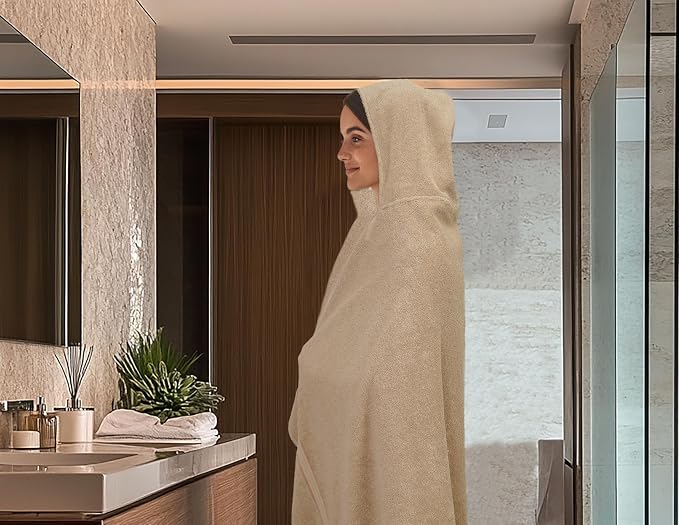 COTTON CRAFT Ultra Soft Hooded Towel – Oversized 35x70 Towel with Hood for Adults - 580 GSM 100% Cotton Ringspun Terry - Pool Beach Bath Sheet Wrap - Luxurious Plush Absorbent Bath Wrap – Linen