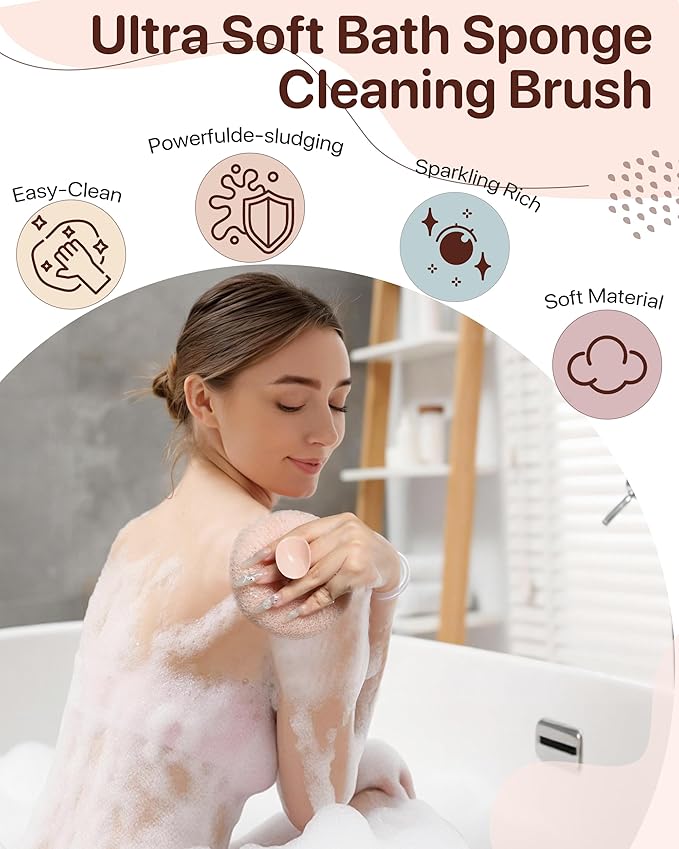 Super Soft Sunflower Suction Cup Bath Sponge loofah, 2026 Upgraded 2-in-1 Sunflower Ball Exfoliating Bath Sponge Cleaning Brush, Mesh Shower Body Sponge Accessories for Women, Men Shower (5 Color)