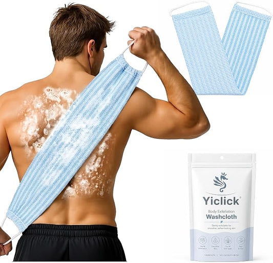 Yiclick Dual-Textured Exfoliating Washcloth Towel - Back Scrubber for Use in Shower Bath, Exfoliating Body Scrubber Exfoliator, Japanese Exfoliate Loofah Lufa Sponge Wash Cloth for Women Men