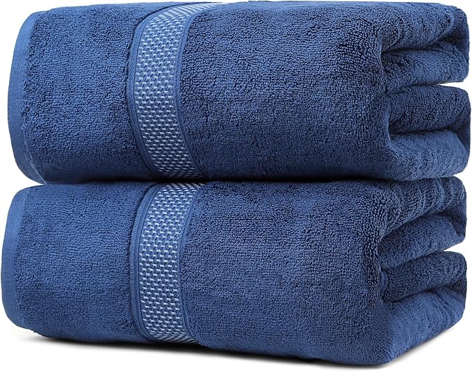 Fluffy Cotton Bath Towels Set800G,2-Piece Set, Thickened and Enlarged(31.5x63 inches),Super Absorbent,Soft,Suitable for Hotel, Bathroom, Swimming Pool, SPA,Gift(Dark Blue)