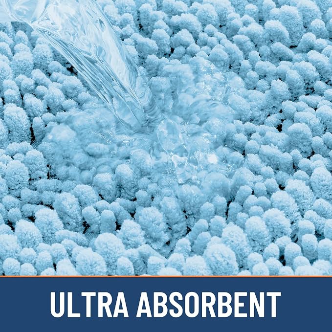 Smiry Bathroom Rugs Mat 30x20, Extra Soft Absorbent Chenille Bath Rugs, Non Slip Rubber Backing Machine Washable Quick Dry Bath Mats for Bathroom Floor, Tub, Shower, Home Decor Accessories, Sky Blue