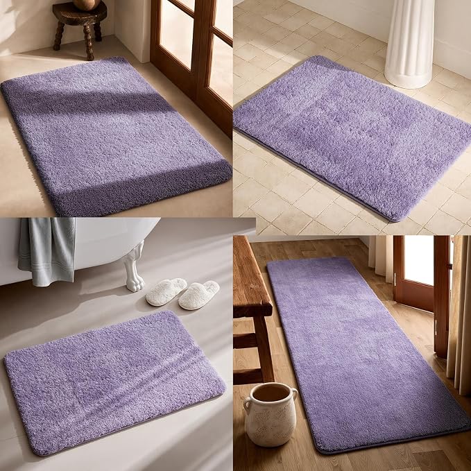 TYUU Large Bathroom Rugs, Ultra Soft Super Absorbent Bath Rugs Non Slip Washable Quick Dry Bath Mat with Rubber Backing for Bathroom Floor, Shower, or Sink, Lavender 3' x 4'