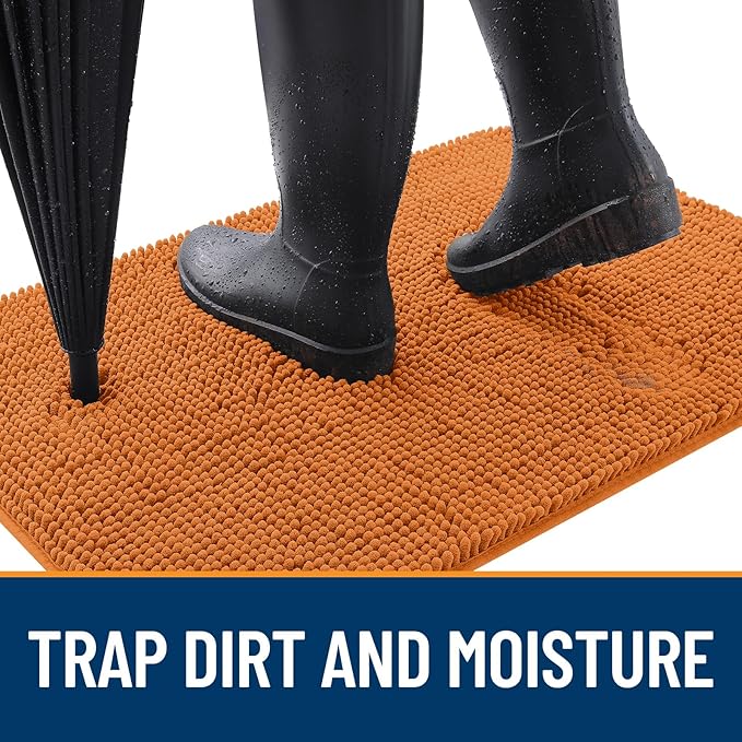 OLANLY Dog Door Mat for Muddy Paws 44x32, Absorbs Moisture and Dirt, Absorbent Non-Slip Washable Doormat, Quick Dry Chenille Mud Mat for Dogs, Entry Indoor Entryway Carpet for Inside Floor, Clay