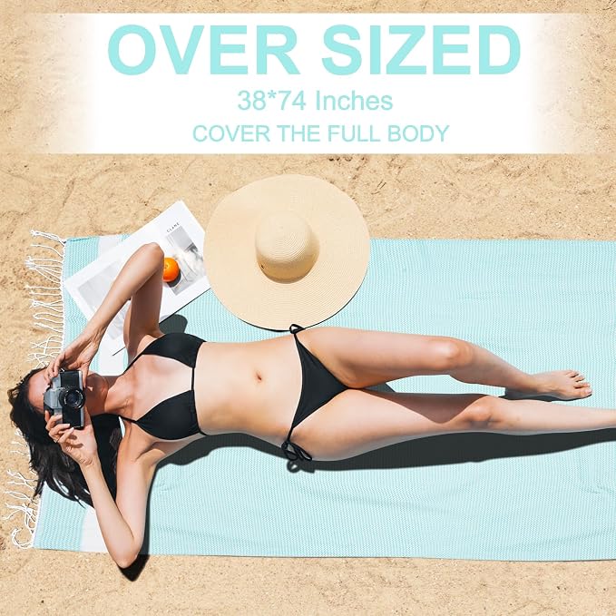 6 Packs Oversized Turkish Beach Towels Set Bulk Clearance Sand Free Pool Swim Bathroom Camp Large No Sand Towel Adults Travel Essentials Cruise Must Haves Accessories Vacation Stuff Green Dot Set