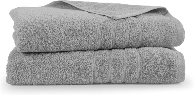 Martex 2-Pack Ultimate Performance Bath Sheet Set, Monument Grey, 33" x 65" | 100% Cotton, Extra Large Bath Towels, Super Absorbent, Low-Linting, Supersoft