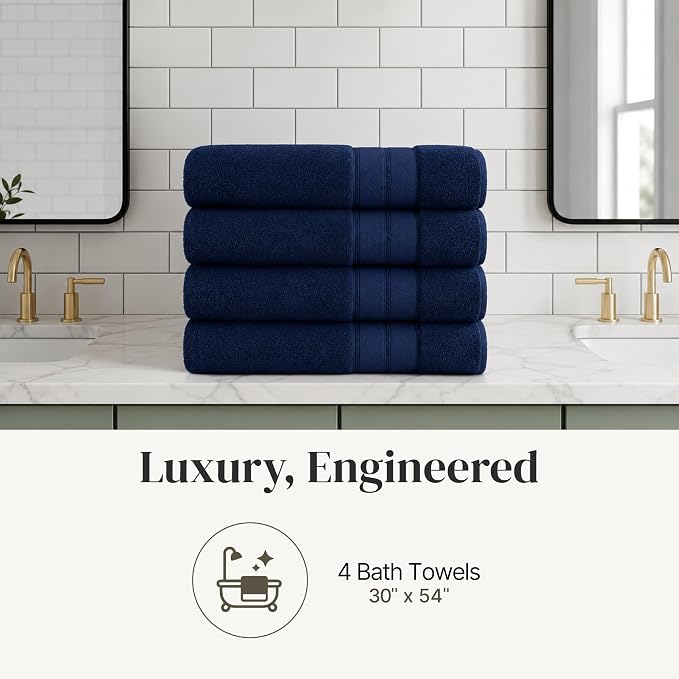 Modern Threads 4-Pack SpunLoft Bath Towel 30x54 - Navy