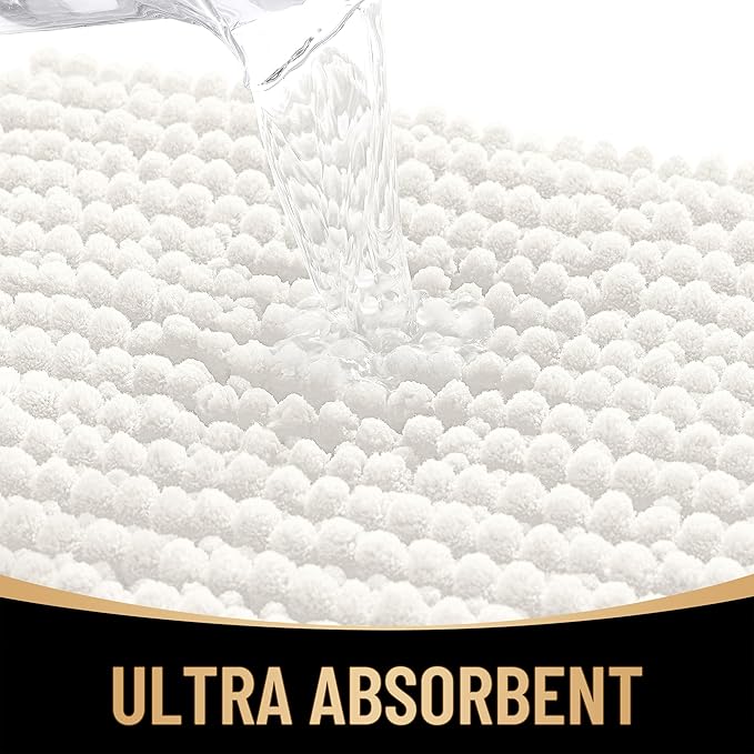 OLANLY Thick Large Bathroom Rugs 44x32, Extra Soft Absorbent Chenille Bath Rugs, Rubber Backing, Machine Wash Dry, Bath Mats for Bathroom Floor, Tub and Shower, Home Decor Accessories, Ivory