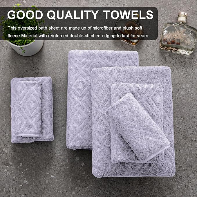 Ferdilan 4 Pack Bath Towels Extra Large 35"x 70"Highly Absorbent Quick Dry Bath Towels Oversized Microfiber Bath Sheets Soft Luxurious Towels for Bathroom Kitchen Spa Hotel Gym-Light Purple