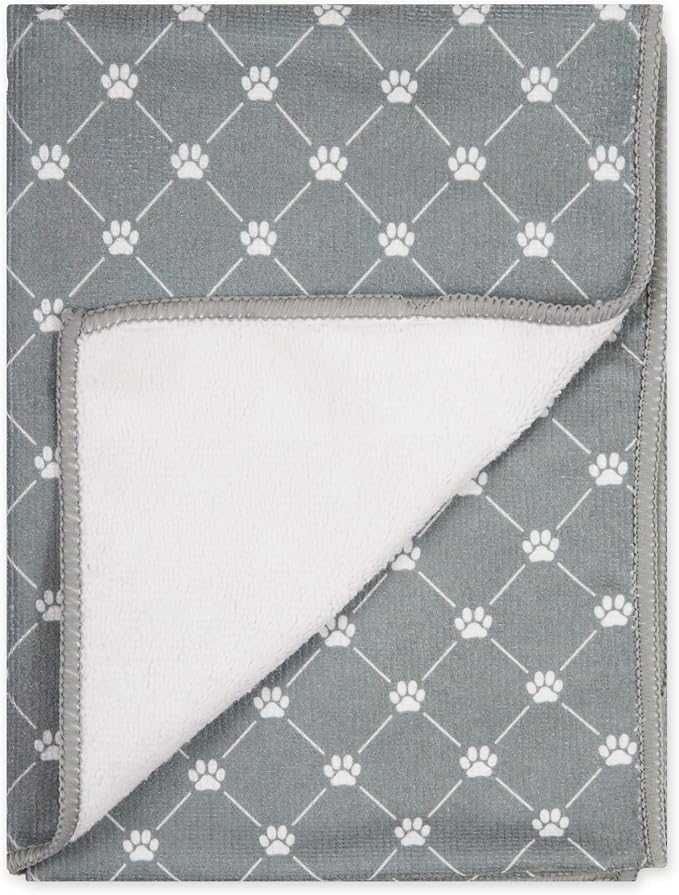 Bone Dry Pet Grooming Towel Collection Trellis Print, Microfiber Absorbent Drying Set, 15x30, Gray, 3 Count