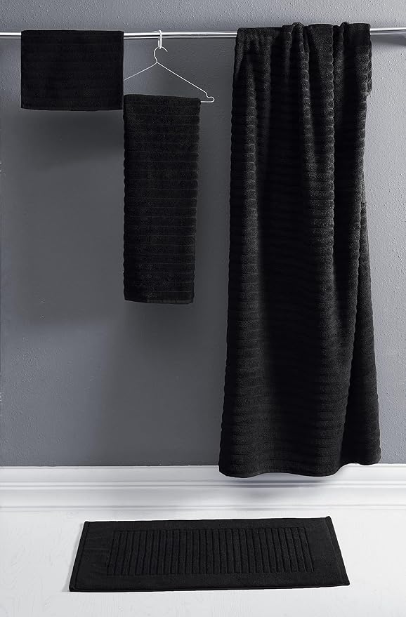 Classic Turkish Towels CTT Luxury 6 Piece Towel Set, 100% Turkish Cotton, Quick Drying, Highly Absorbent & Comfy, Includes 2 Bath Towels, 2 Hand Towels & 2 Washcloths | (Black)