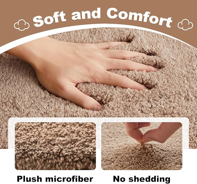 TYUU Beige Bathroom Runner Rugs, Ultra Soft Long Bath Mat Machine Washable Super Absorbent Quick Dry Bathroom Runner Rug 16 x 60 Non Slip, Beige 16" x 60"