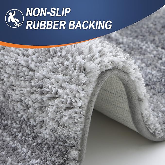 OLANLY Large Bathroom Rugs Mat 40x32, Extra Soft Absorbent Microfiber Bath Rugs, Rubber Backing, Quick Dry, Machine Washable Bath Mats for Bathroom Floor, Tub and Shower, Home Decor Accessories, Grey