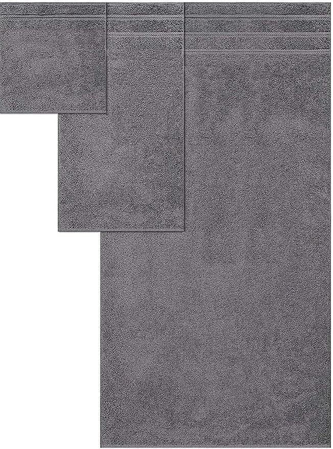 CASA COPENHAGEN Bella 6 Pieces Towel Set- Pinstripe Grey, 600 GSM 2 Bath Towel 2 Hand Towel 2 Washcloth, Designed in Denmark Made of Soft Egyptian Cotton for Bathroom, Kitchen & Shower