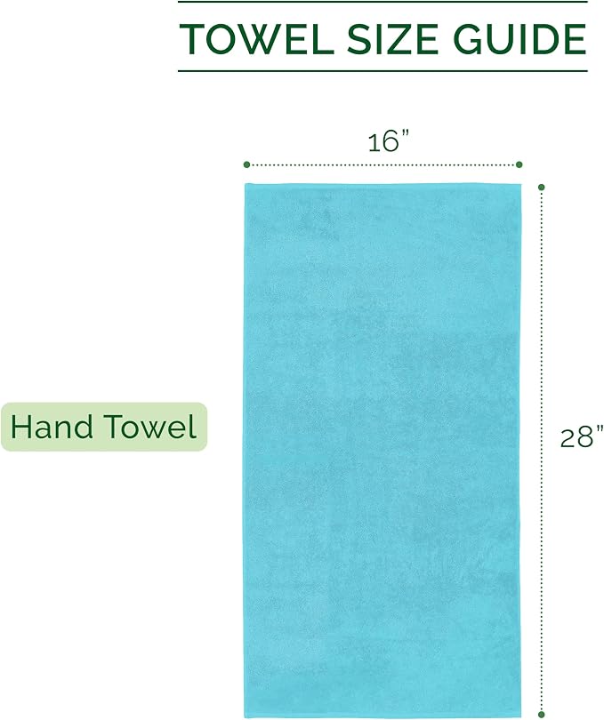 Elegant Comfort Three Line Popcorn Towel Set for Bathroom 16 x 28 inches, Premium Hotel Quality 4-Pack Hand Towels, 100% Turkish Cotton, Soft and Durable, Quick Dry and Highly Absorbent, Aqua