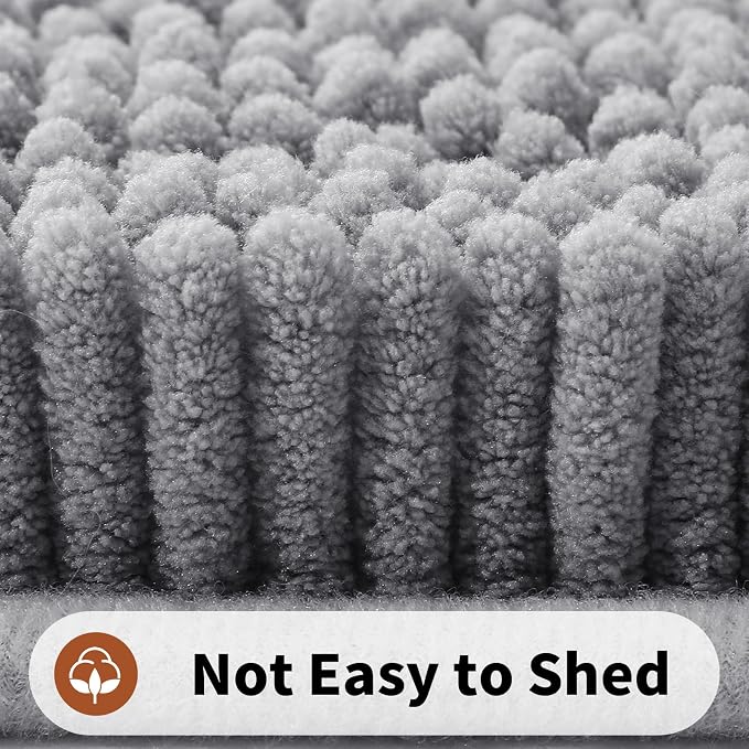 Yimobra Toilet Rugs U Shaped Washable - 24"x20" Non Slip Plush Contour Bath Rugs for Toilet - Super Soft Absorbent Quick Dry Toilet Mats for Bathroom,Gray
