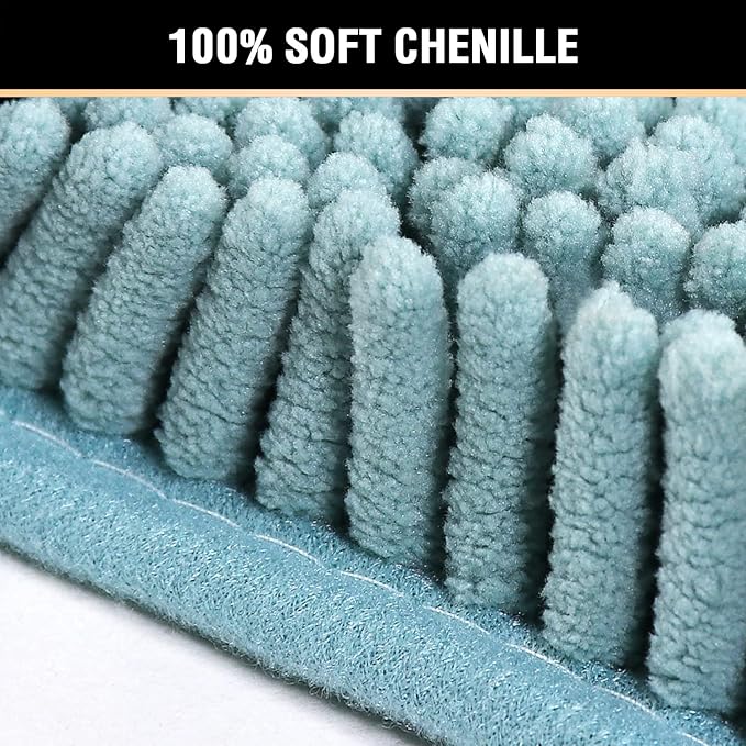 H.VERSAILTEX Bath Mat for Bathroom Non Slip Luxury Chenille Ultra Soft Bath Rugs 24x36 Absorbent Non Skid Shaggy Rugs Washable Dry Fast Plush Area Carpet Mats for Indoor, Bath Room, Tub - Aqua Haze