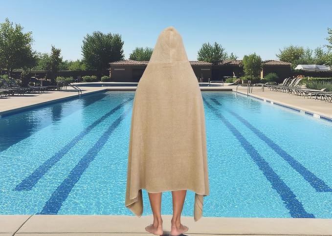 COTTON CRAFT Ultra Soft Hooded Towel – Oversized 35x70 Towel with Hood for Adults - 580 GSM 100% Cotton Ringspun Terry - Pool Beach Bath Sheet Wrap - Luxurious Plush Absorbent Bath Wrap – Linen