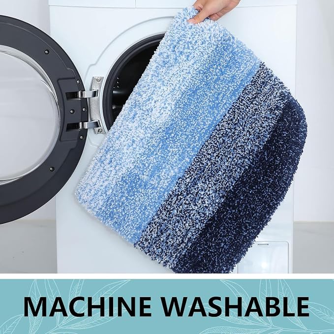Arotive Microfiber Bathroom Rugs, Shaggy Soft and Absorbent Bath Rug, Thick Plush Machine Washable Dry Bath Mats for Bathroom, Tub and Shower, 70x24, Blue, Rectangular