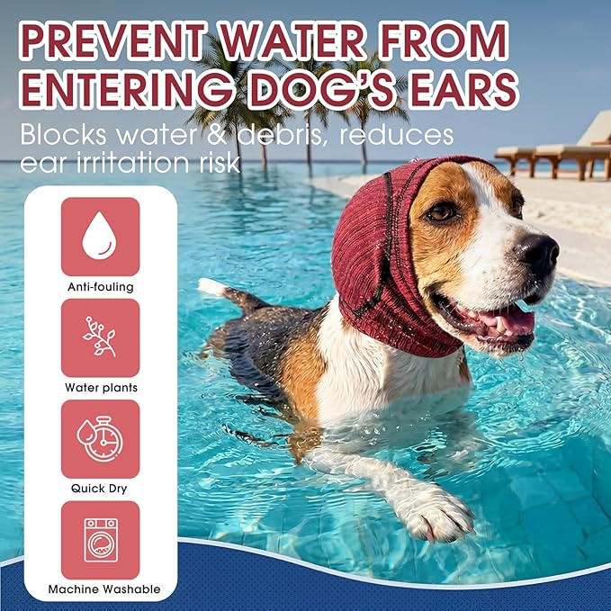 IECOii Dog Ear Muffs Noise Protection,No Shake Ear Wrap Dog Hematoma,Soundproofing Anxiety Relief For Dogs Bathing & Grooming, Thunderstorm Calming Hoodie For Fireworks, Vet Truseted Dog Head Cover, S