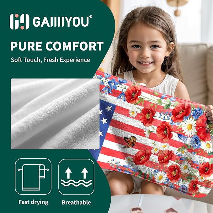4th of July Hand Towel Highly Absorbent Kitchen Towel Set for Patriotic Memorial Day