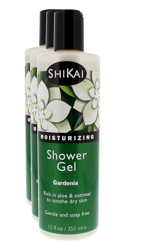 Shikai - Daily Moisturizing Shower Gel, Rich in Aloe Vera & Oatmeal That Leaves Skin Noticeably Softer & Healthier, Relief For Dry Skin, Gentle Soap-Free Formula (Gardenia, 12 Ounces, Pack of 3)