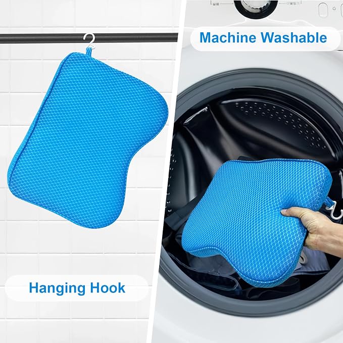 Esme L&H Shower Seat Cushion, Shower Chair Cushion for Transfer Benches, 4D Mesh Fabric Sauna Cushion Shower Chair Pad with Hook, Slip-Resistant, Design for Elderly, Senior, Handicap & Disabled