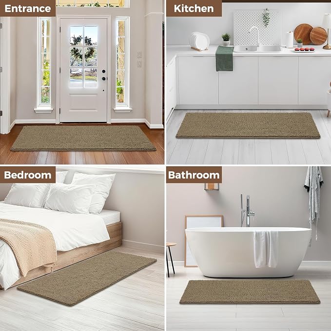 Bcoimo Long Bathroom Rug 60" x 24", Absorbent Non Slip Bath Mat, Washable Quick Dry Bathroom Runner Rug for Shower, Tub, Sink and Vanity