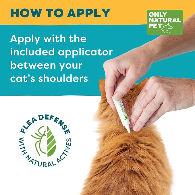 Only Natural Pet EasyDefense Natural Control Squeeze-On Drops - Plant-Based Formula for Cats Over 4 Months - Natural Topical Care Formula for Cats - Pet Health Protection - 3-Month Supply (2-Pack)