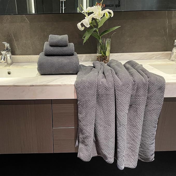 Oversized Bath Towels Extra Large 40x80 Inches Bath Sheets for Adults Super Soft Quick Dry Highly Absobent Microfiber Shower Towels (2 Piece, Charcoal)…