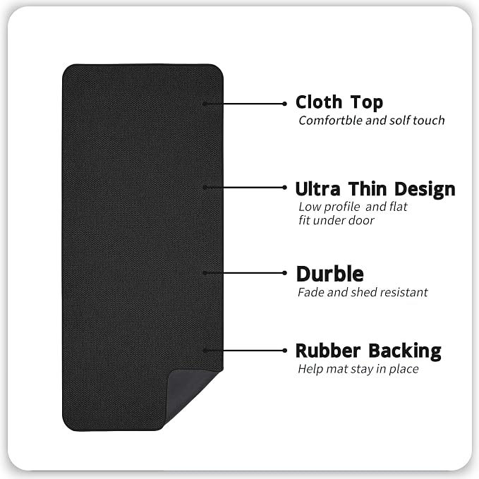 Bosap Bath Mat,Ultra Thin Bathroom Runner Rugs,Large Bath Mats for Bathroom,Quick Dry,Non-Slip,Machine Washable,Low Pile,Bath Rug,Shower Outside,Sink,Home Decor Accessories.Black,3'x6'(36x72inch)