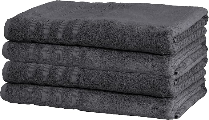 Mosobam Turkish Bath Sheets, 4 Pack, 35 x 70 in, 700 GSM, Charcoal Gray | 4 oversized bath sheets, 35 x 70 in, 700 GSM, 50% viscose made from bamboo and 50% Aegean Turkish cotton, plush and absorbent