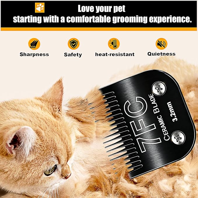 Dog Grooming Clipper Blades Replacement for Andis Dog Clipper,7FC Blade (3.2mm) | Dog Clipper Blades Compatible with Most Oster A5, Wahl KM Series Pet Clippers