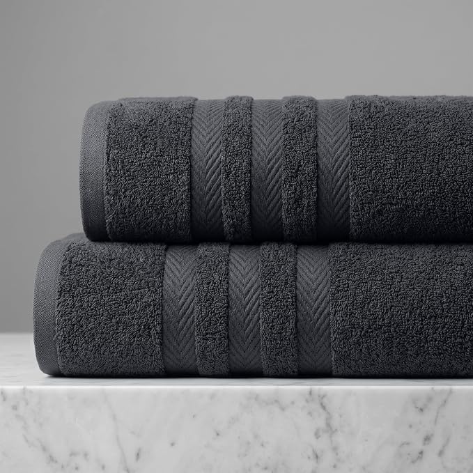 RIVERSIDE Pack of 2 Extra Large Bath Sheets 35 x 70 Inches, 100% Ring Spun Cotton, Hotel Quality, Oversized Bath Towels, Super Soft, Highly Absorbent & Quicker to Dry, Charcoal Gray