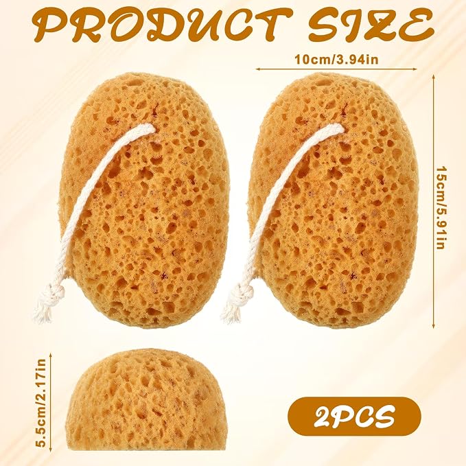 2 Pcs Bath Sponges for Shower, Body Scrubber Sponges, Large Foam Loofah Exfoliating Face Puff for Women Men, Bathroom Accessories