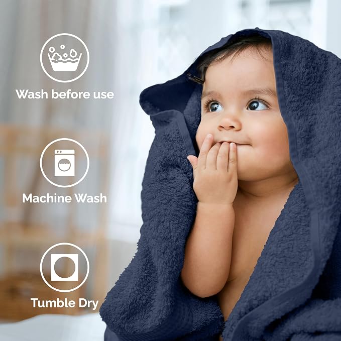 Martex Easy Living Everyday 6-Piece Bathroom Towel Set, Navy | 2 Bath Towels, 2 Hand Towels, 2 Wash Cloths, 100% Cotton, Soft, Quick-Dry