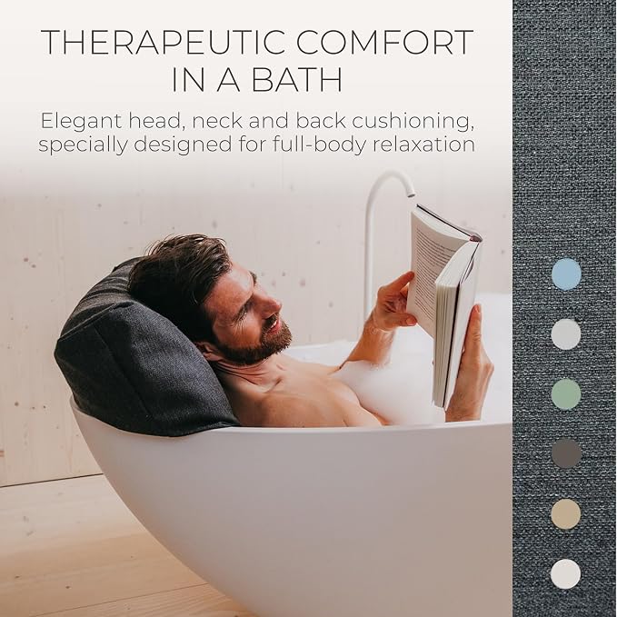 BADESOFA® Luxury Bath Pillow S - Ultra Comfortable & Quick-Drying Bath Back Pillow - Washable Full Body Bath Pillow for Bathtub - Therapeutic Head and Neck Support - Luxury Spa Cushion in Charcoal