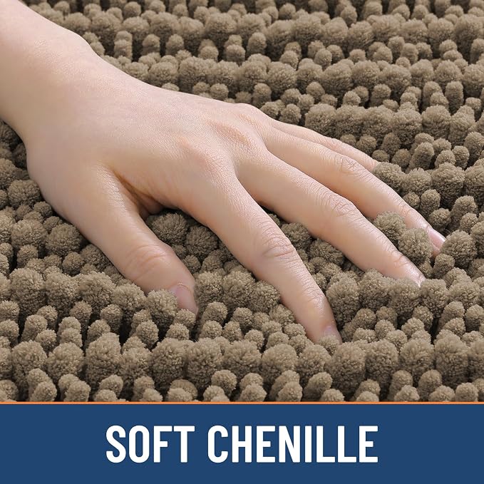 Smiry Bathroom Rugs Mat 47x20, Extra Soft Absorbent Chenille Bath Rugs, Non Slip Rubber Backing Machine Washable Quick Dry Bath Mats for Bathroom Floor, Tub, Shower, Home Decor Accessories, Camel