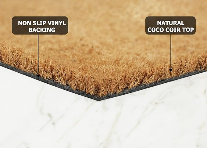 Croft&Cane Coco Coir Doormat - Welcome Doormat with Heart Accent - Non Slip Dirt Trapping Low Profile Indoor Outdoor Front Door Mat for Porch, Patio & Entryway - 17 x 30 Inches