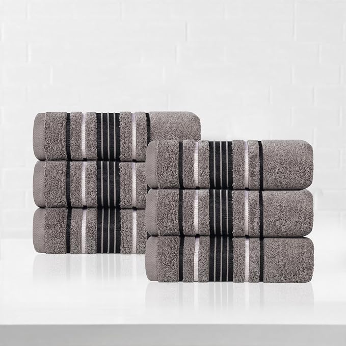 Superior Cotton Hand Towel Set, Small Towels, Plush Soft Absorbent Bathroom Basics, Home Essentials, Spa, Salon, Hotel, Kitchen, Luxury Quick Drying, Zero-Twist, Solid, Sadie Collection, Charcoal