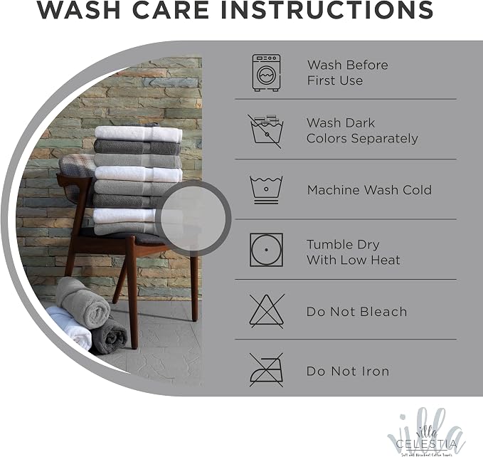 10-Piece 100% Cotton Towel Set, 2 Bath Towels, 4 Hand Towels, 4 Wash Cloth, Quick-Dry, White