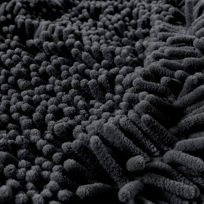 Patas Lague Absorbent Dog Towel for Drying Dogs Large, 35''x15'' Extra Large Microfiber Quick Drying Pet Bath Towel with Hand Pockets, Machine Washable Pet Shammy Charcoal