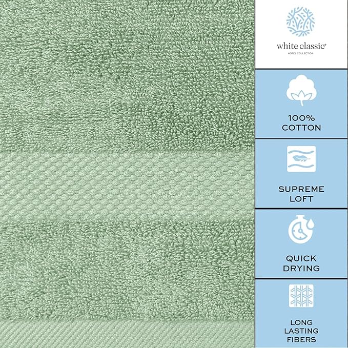 White Classic Luxury Bath Sheet Towels Extra Large | Highly Absorbent Hotel spa Collection Bathroom Towel | 35x70 Inch | 2 Pack (Green)