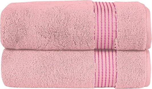Elegant Comfort Premium Turkish Cotton 2 Pack Bath Towel Set - 27 x 54 inch, Luxurious Hotel Spa Quality 100% Turkish Cotton 2PC Bath Towel Set - Highly Absorbent - Soft Bathroom Towels, Dusty Rose