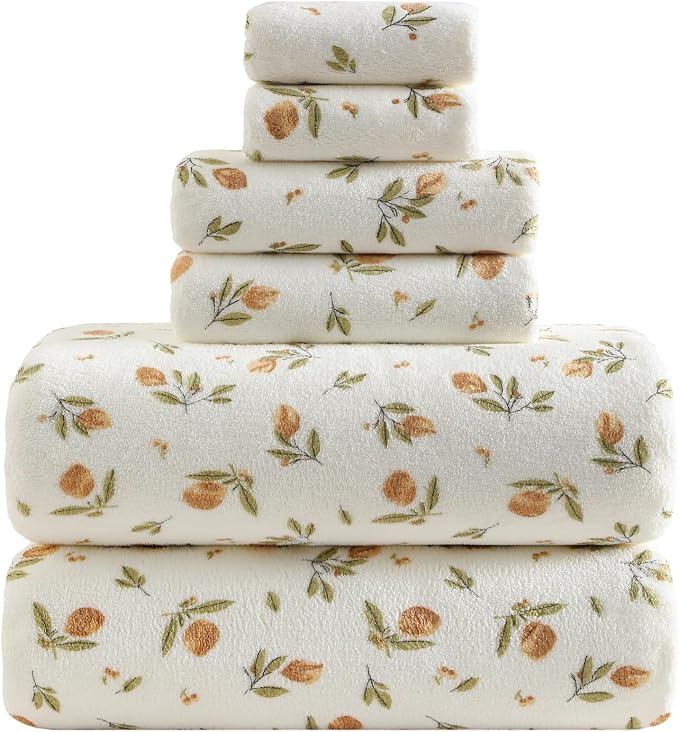 YTYC Towels, 39x78 Inch Oversized Bath Sheets for Adults Luxury Extra Large Bath Towels Sets of 6 Super Soft Shower Towels for Bathroom Microfiber 80% Polyester (Printing,6 Piece)