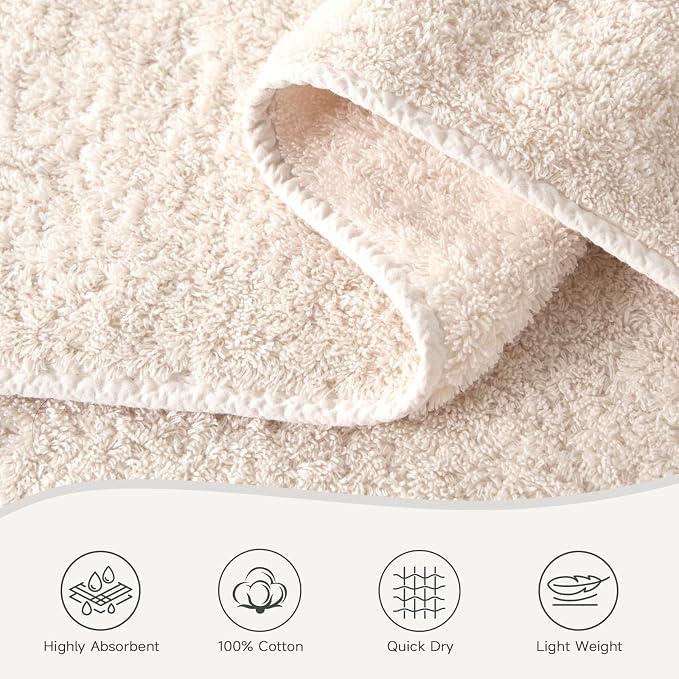 REDKISS 2 Pack Luxury 30x58 Inch Large Cotton Bath Towels Set, Sand Beige | 100% cotton luxury fabric, ultra soft, highly absorbent & quick dry sand Beige towels for bathroom, gym, hotel and spa