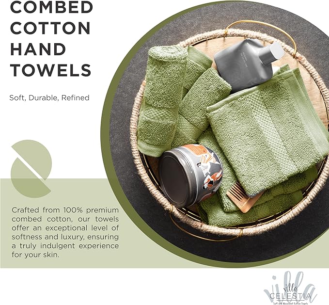 18-Piece 100% Cotton Towel Set, 4 Bath Towels, 6 Hand Towels, 8 Wash Cloth, Quick-Dry, Sage