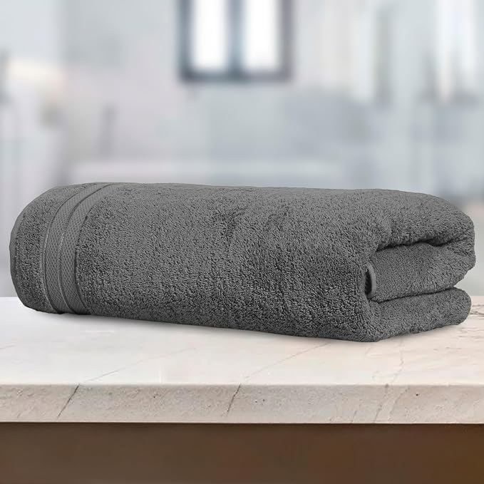 Elegant Comfort Three Line Popcorn Towel Set for Bathroom 35 x 70 inches,Premium Hotel Quality 1-PACK Jumbo Towels, 100% Turkish Cotton, Soft and Durable, Quick Dry and Highly Absorbent, Charcoal Gray